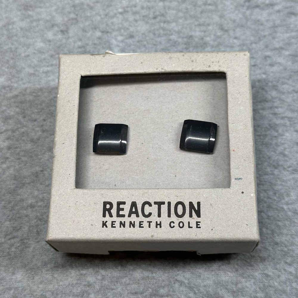 Kenneth  Cole  Reaction  Square  Black/  Gunmetal Cufflinks Sleek Formal NIB